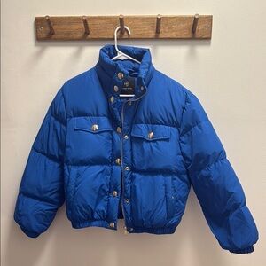 Anine Bing Blue Puffer Jacket Stand-up Collar Quilted Design